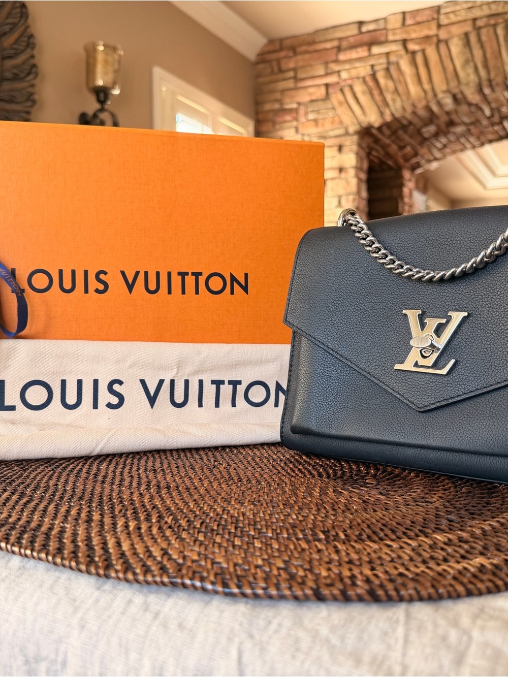 Louis Vuitton Black Chain-Accent Envelope Shoulder Bag